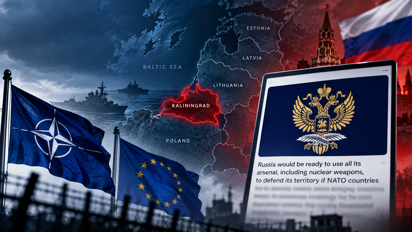 Rosyjska ambasada w Irlandii grozi użyciem broni jądrowej. W tle Kaliningrad